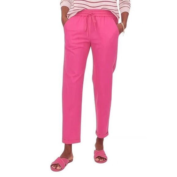 J. Crew Linen-blend slim wide-leg drawstring pant In Pink/Snapdragon Size 6 - Picture 1 of 6
